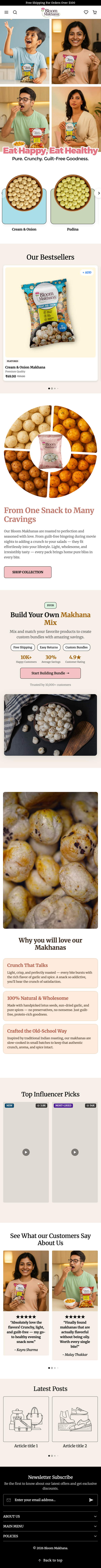 Bloom Makhana Mobile Webpage