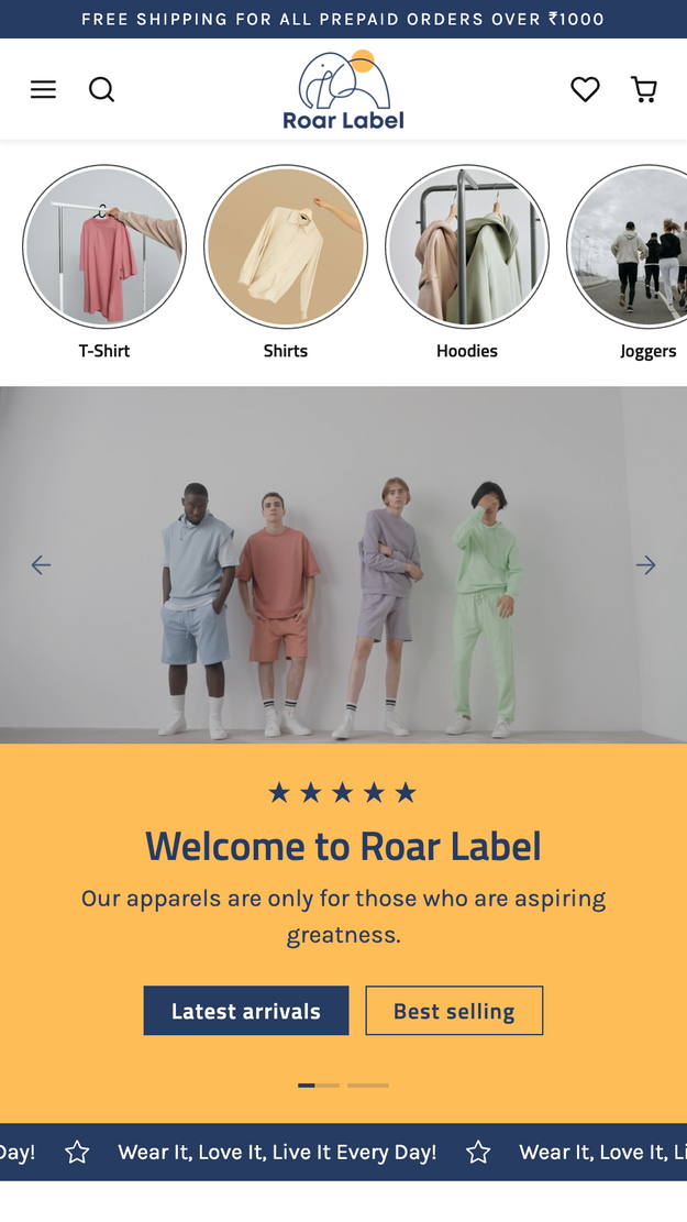 Roar Label Mobile Webpage
